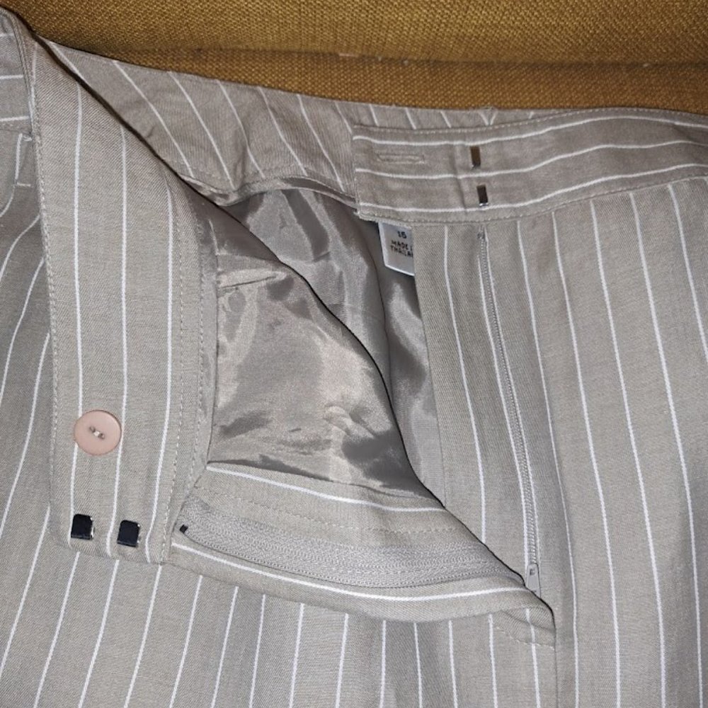 Talbots Tan Pinstripe Italian Linen Blend Pencil Skirt Sz 16 - Picture 6 of 11